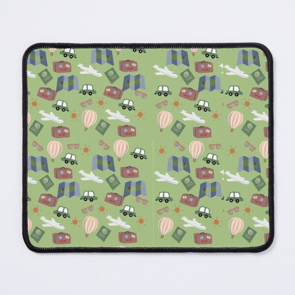 Item preview, Cute Travel Pattern — Suitcase, Map, Passport & Hot Air Balloon Green Adventure Print designed and sold by DonnaRaine.