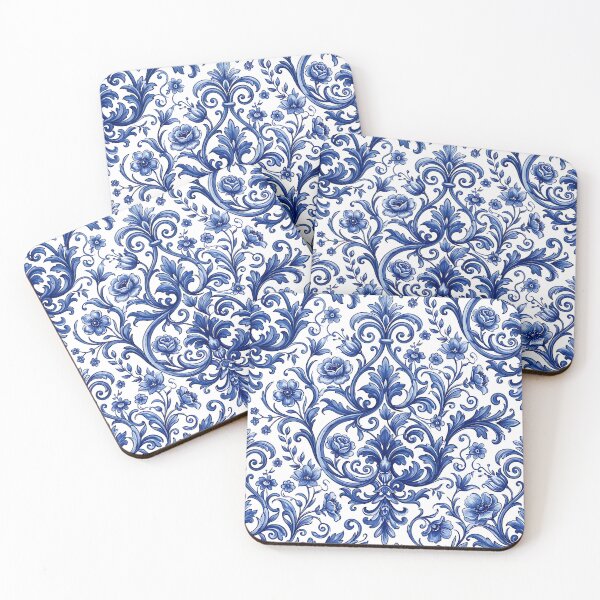 Item preview, Blue Baroque Ornamental Floral Pattern designed and sold by SplashTastic.