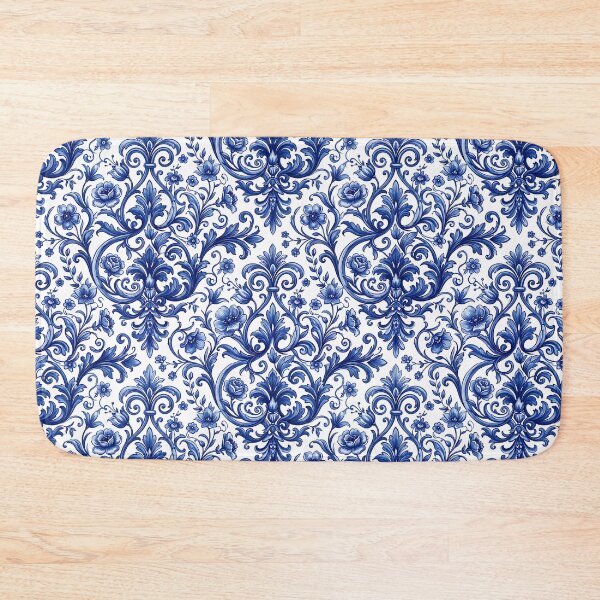 Item preview, Blue Baroque Ornamental Floral Pattern designed and sold by SplashTastic.