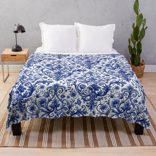 Item preview, Blue Baroque Ornamental Floral Pattern designed and sold by SplashTastic.