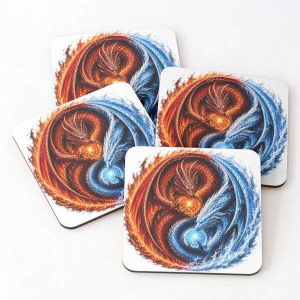 Item preview, Ice and Fire Dragon Yin Yang designed and sold by FyreHorse Designs.