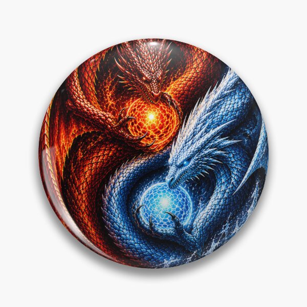 Item preview, Ice and Fire Dragon Yin Yang designed and sold by FyreHorse Designs.
