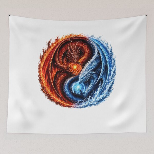Item preview, Ice and Fire Dragon Yin Yang designed and sold by FyreHorse Designs.