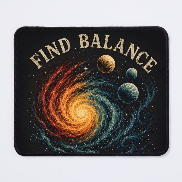 Item preview, Find Balance in the Chaos Vintage Galaxy Cosmic Quote | Framed Art Print designed and sold by AbstractAuraArt.