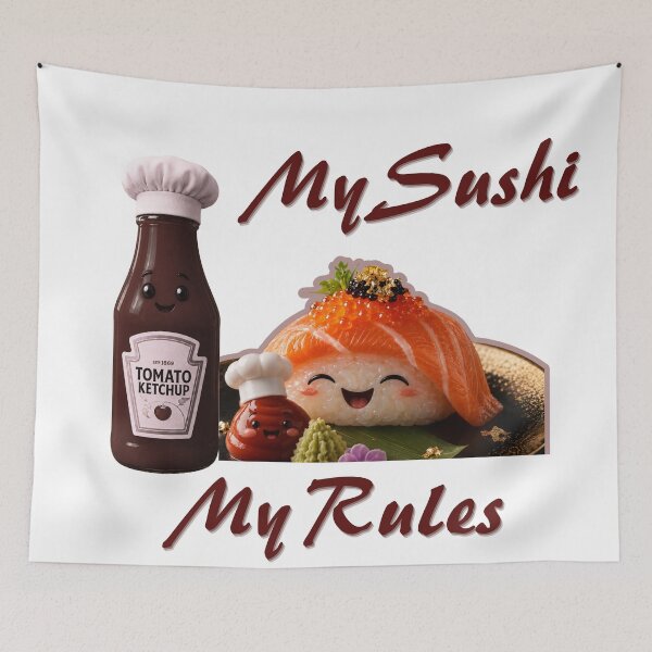 Item preview, My Sushi My Rules Funny Ketchup Lover Design designed and sold by فيلورا95.