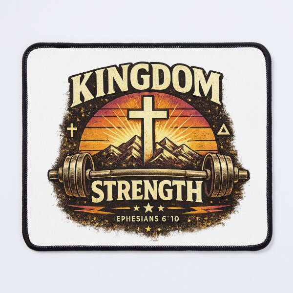 Item preview, Kingdom Strength – Christian Gym Faith Fitness Design | Ephesians 6:10 Cross Workout Shirt designed and sold by Ashes to Artistry.