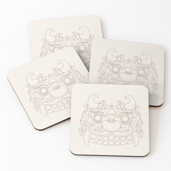 Item preview, Korean Guardian Lion Sticker | Minimal Line Haetae on Ivory designed and sold by DaHaeStudio.