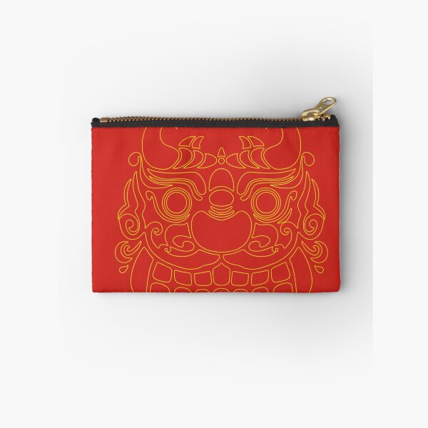 Item preview, Korean Guardian Lion Sticker | Gold Line Haetae on Red designed and sold by DaHaeStudio.