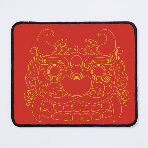 Item preview, Korean Guardian Lion Sticker | Gold Line Haetae on Red designed and sold by DaHaeStudio.