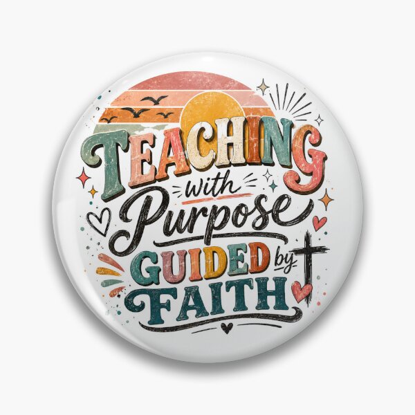 Item preview, Teaching With Purpose Guided By Faith | Christian Teacher Shirt | Retro Sunset Faith Tee | Inspirational Teacher Apparel designed and sold by Ashes to Artistry.