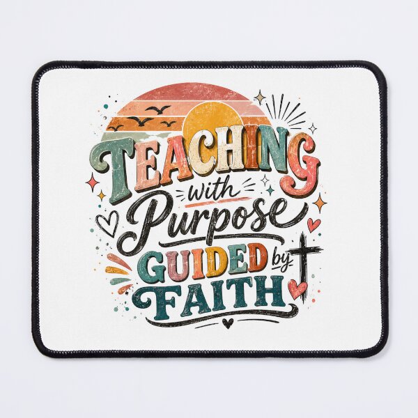 Item preview, Teaching With Purpose Guided By Faith | Christian Teacher Shirt | Retro Sunset Faith Tee | Inspirational Teacher Apparel designed and sold by Ashes to Artistry.