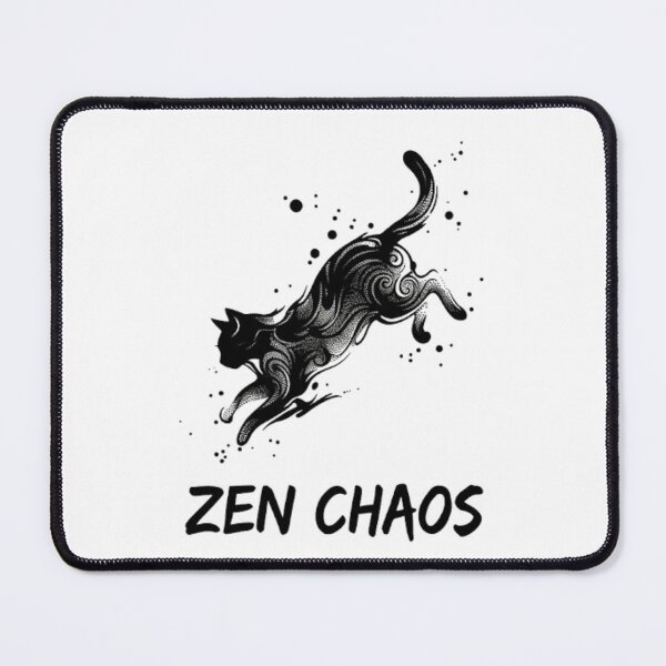 Item preview, Zen Chaos Abstract Tribal Line Art Cat Silhouette designed and sold by GiggleInkTees.