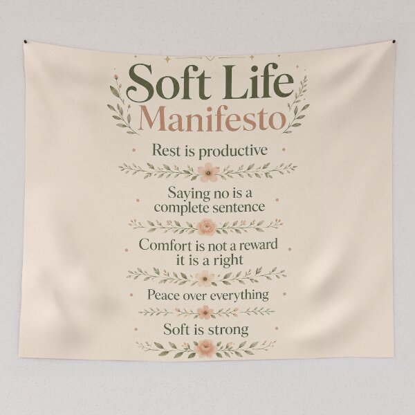 Item preview, Soft Life Manifesto Rest Is Productive Peace Over Everything – Elegant Typography Art | Soft Life Gift designed and sold by irfanshikh.