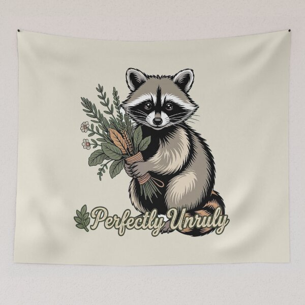 Item preview, Perfectly Unruly Vintage Raccoon Botanical Art designed and sold by AlexandraSand.