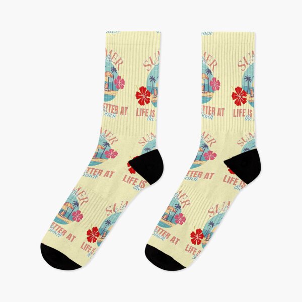 Item preview, Let Go To The Beach – Retro Summer Sunset & Hibiscus designed and sold by SilverSeaBKK.