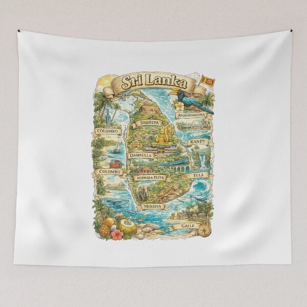 Item preview, Sri Lanka RETRO MAP designed and sold by Looplk.