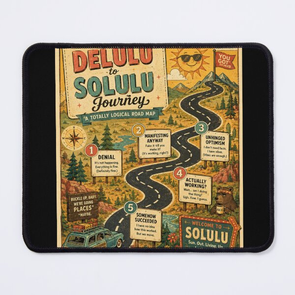 Item preview, Delulu to Solulu Journey Road Map – Funny Retro Infographic Art | Delulu Humor Gift designed and sold by irfanshikh.