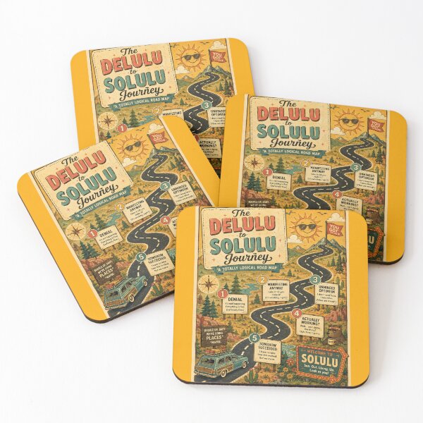 Item preview, Delulu to Solulu Journey Road Map – Funny Retro Infographic Art | Delulu Humor Gift designed and sold by irfanshikh.