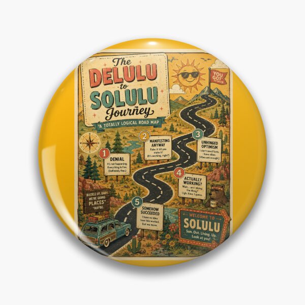Item preview, Delulu to Solulu Journey Road Map – Funny Retro Infographic Art | Delulu Humor Gift designed and sold by irfanshikh.