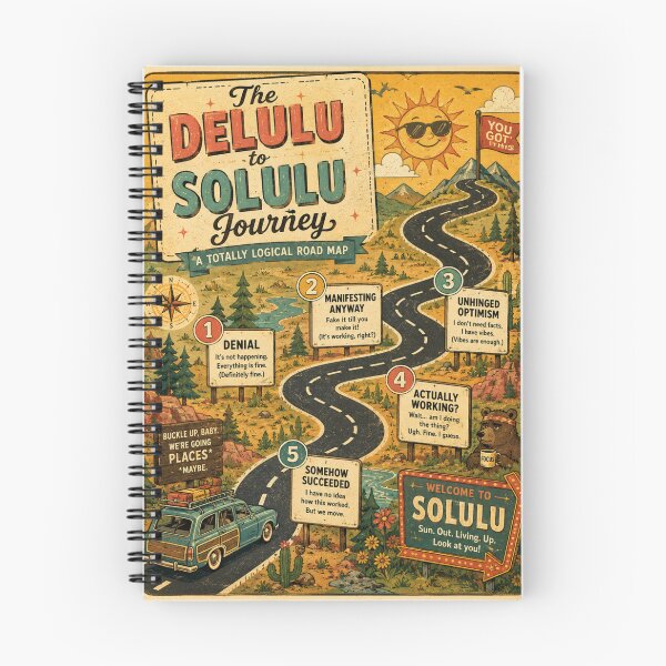 Item preview, Delulu to Solulu Journey Road Map – Funny Retro Infographic Art | Delulu Humor Gift designed and sold by irfanshikh.