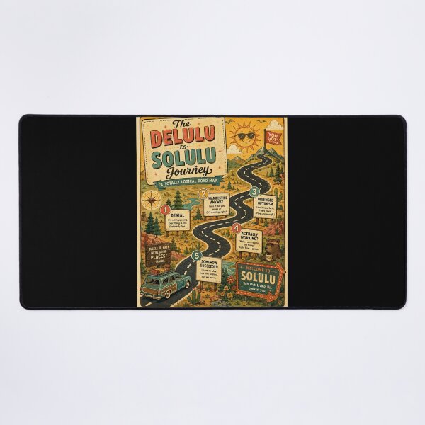 Item preview, Delulu to Solulu Journey Road Map – Funny Retro Infographic Art | Delulu Humor Gift designed and sold by irfanshikh.