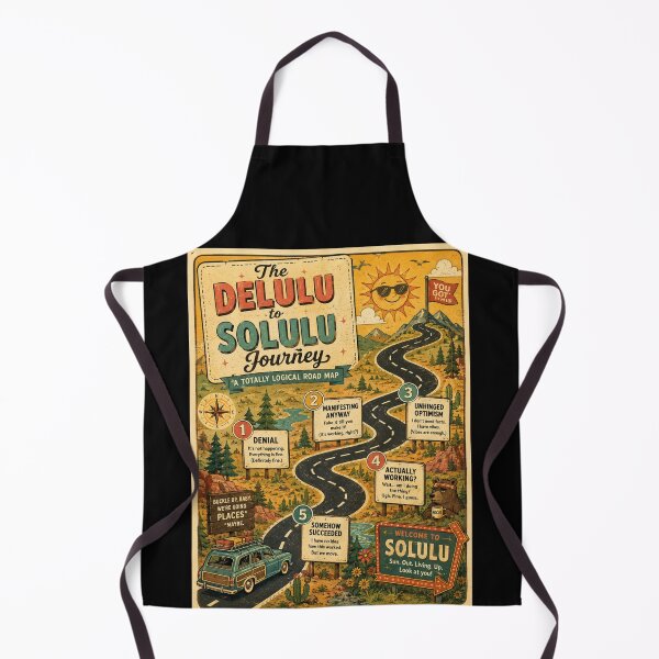 Item preview, Delulu to Solulu Journey Road Map – Funny Retro Infographic Art | Delulu Humor Gift designed and sold by irfanshikh.