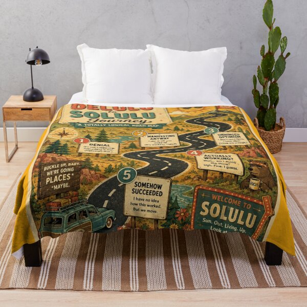 Item preview, Delulu to Solulu Journey Road Map – Funny Retro Infographic Art | Delulu Humor Gift designed and sold by irfanshikh.