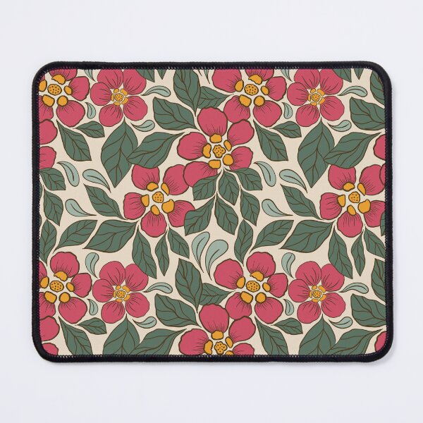 Item preview, Large Crimson Folk Floral Botanical Pattern Ivory Background designed and sold by DColourMuse.