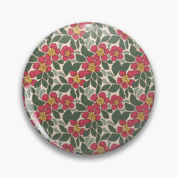 Item preview, Medium Crimson Folk Floral Botanical Pattern Ivory Background designed and sold by DColourMuse.