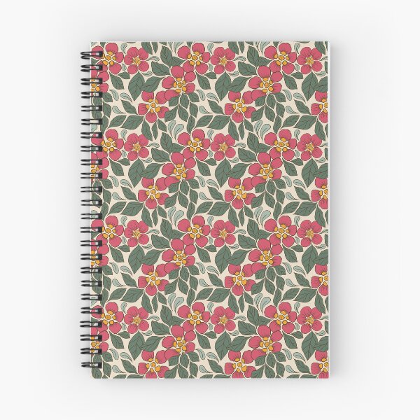 Item preview, Medium Crimson Folk Floral Botanical Pattern Ivory Background designed and sold by DColourMuse.