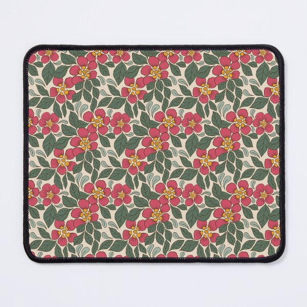 Item preview, Medium Crimson Folk Floral Botanical Pattern Ivory Background designed and sold by DColourMuse.