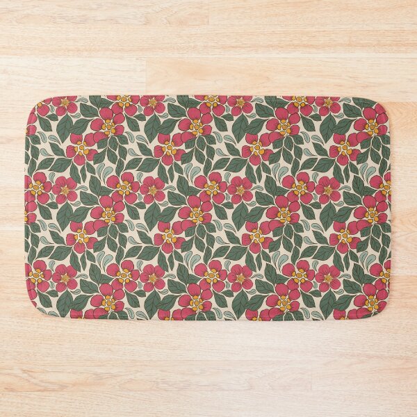 Item preview, Medium Crimson Folk Floral Botanical Pattern Ivory Background designed and sold by DColourMuse.