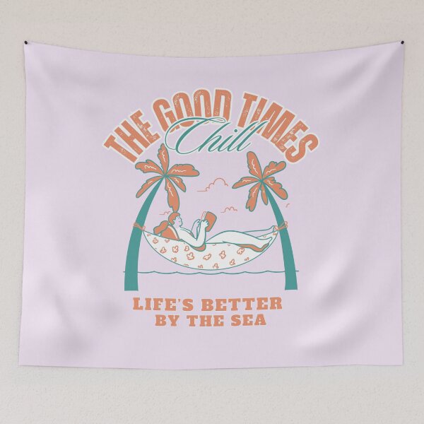 Item preview, The Good Times Chill – Life’s Better By The Sea Retro Hammock designed and sold by SilverSeaBKK.