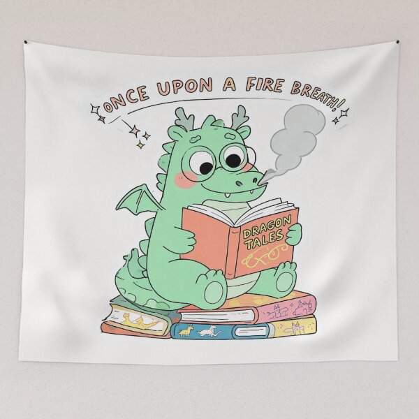 Item preview, Once Upon a Fire Breath: Cute Bookworm Dragon Sticker & Cozy Library Fantasy Art designed and sold by Yasmine Mohammed.