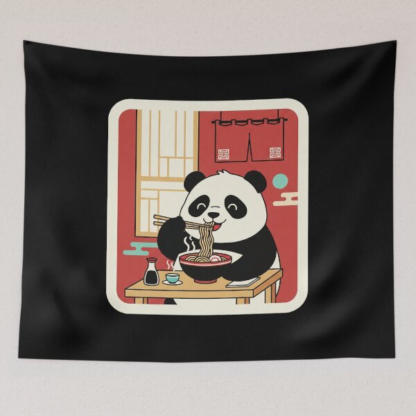 Item preview, Cute Panda Eating Ramen In Cozy Japanese Noodle Shop designed and sold by JordynLadukeg65.