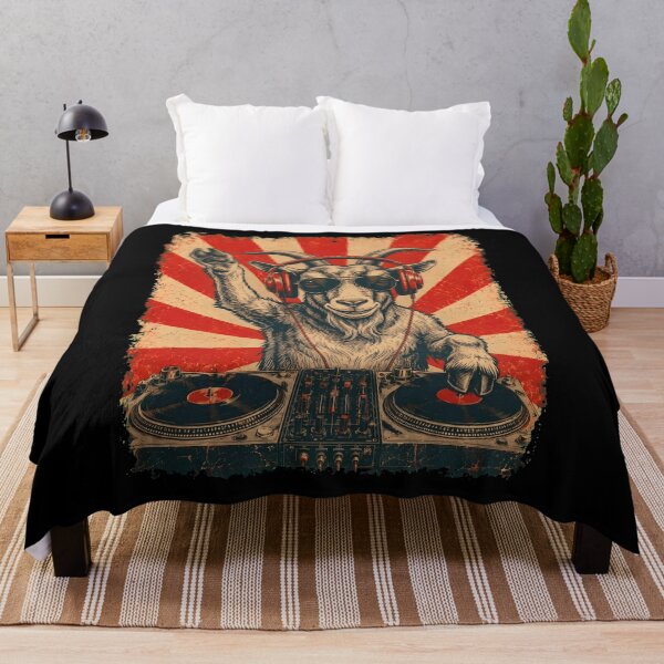 Item preview, Vintage DJ Goat With Headphones Art Animal Lover designed and sold by DoodleTortle.