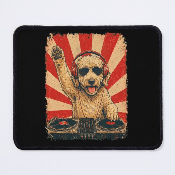 Item preview, Vintage DJ Goldendoodle With Headphones Art Dog Owner designed and sold by DoodleTortle.