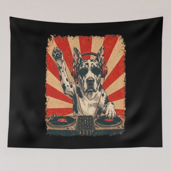 Item preview, Vintage DJ Great Dane With Headphones Art Dog Owner designed and sold by DoodleTortle.