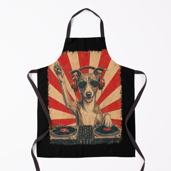 Item preview, Vintage DJ Greyhound With Headphones Art Dog Owner designed and sold by DoodleTortle.