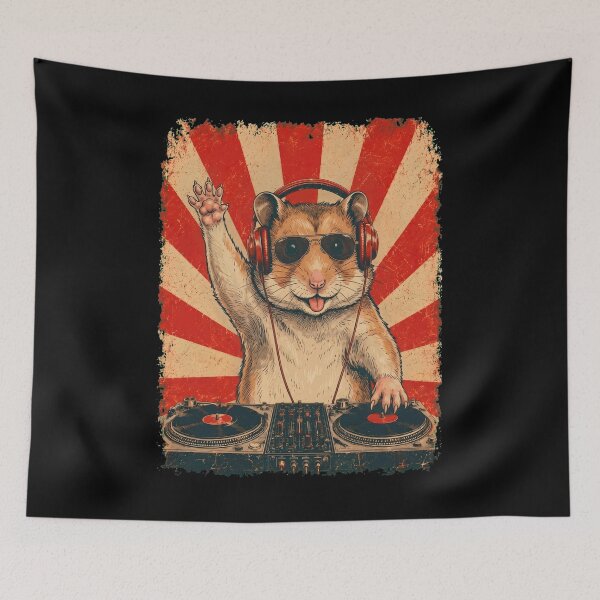 Item preview, Vintage DJ Hamster With Headphones Art Animal Lover designed and sold by DoodleTortle.