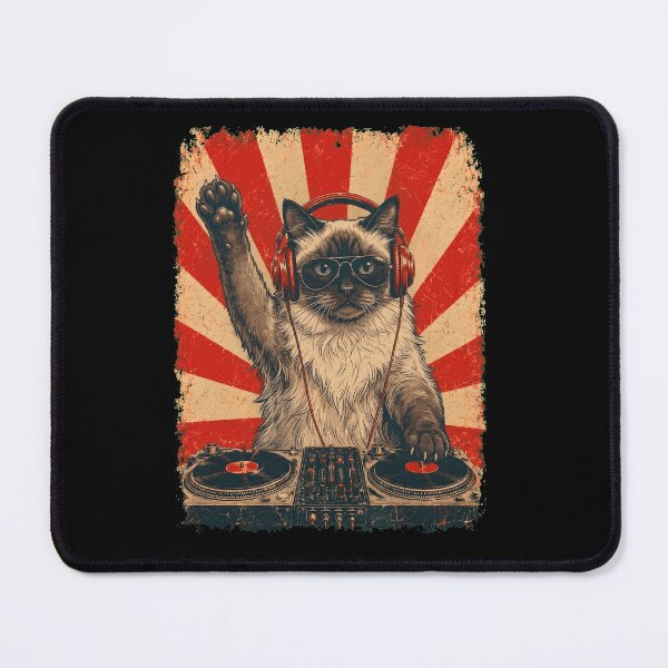 Item preview, Vintage DJ Himalayan With Headphones Art Cat Owner designed and sold by DoodleTortle.