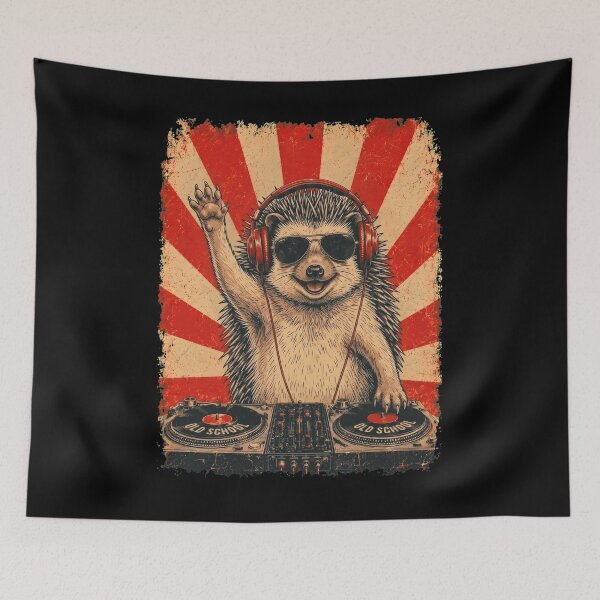 Artikelvorschau, Vintage DJ-Igel mit Kopfhörern – Kunst für Tierliebhaber entworfen und verkauft von DoodleTortle.