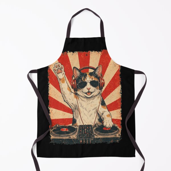 Item preview, Vintage DJ Japanese Bobtail With Headphones Art Cat Owner designed and sold by DoodleTortle.