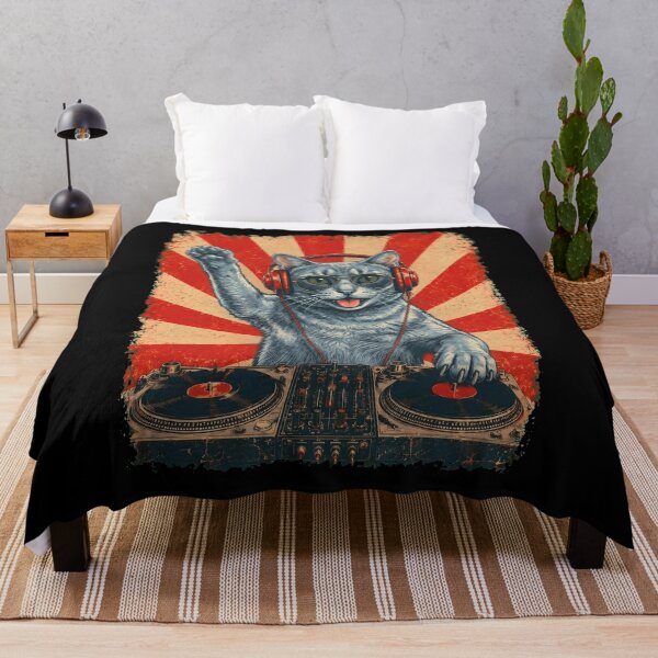 Item preview, Vintage DJ Korat With Headphones Art Cat Owner designed and sold by DoodleTortle.