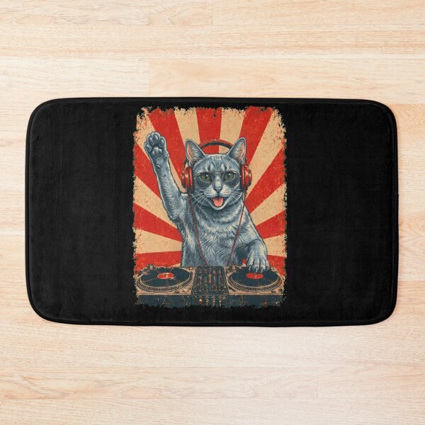 Item preview, Vintage DJ Korat With Headphones Art Cat Owner designed and sold by DoodleTortle.