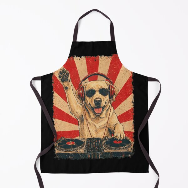 Item preview, Vintage DJ Labrador Retriever With Headphones Art Dog Owner designed and sold by DoodleTortle.