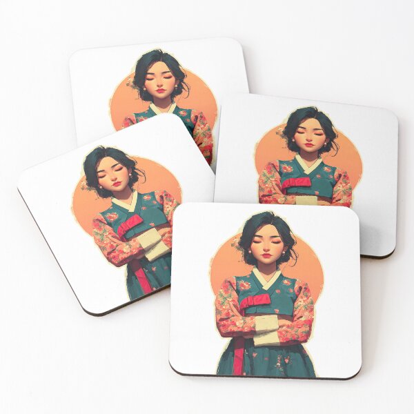 Item preview, Serene Korean Woman in Floral Traditional Hanbok designed and sold by colorful-white.