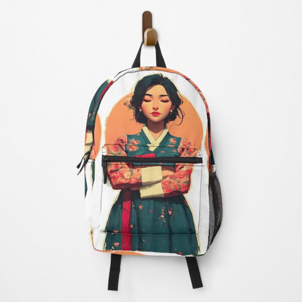 Item preview, Serene Korean Woman in Floral Traditional Hanbok designed and sold by colorful-white.