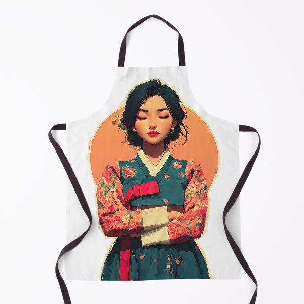 Item preview, Serene Korean Woman in Floral Traditional Hanbok designed and sold by colorful-white.