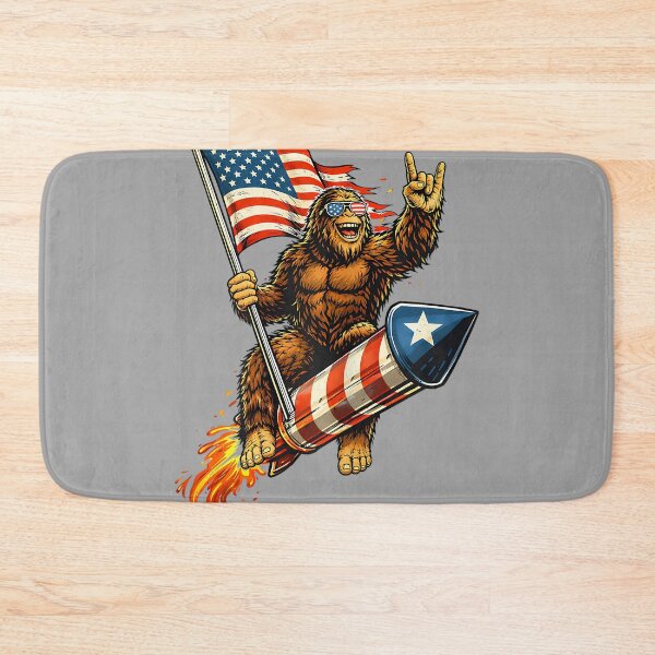 Item preview, Bigfoot Rock Patriotic Sasquatch American Flag 4th of July_2 designed and sold by GreggRoss.